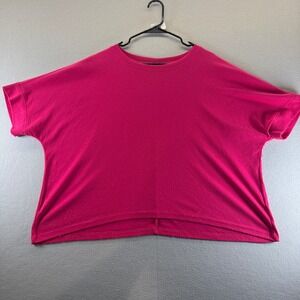 Dokotoo Magenta Pink Oversized Boxy Crew Neck T-Shirt Womens Large Short Sleeve